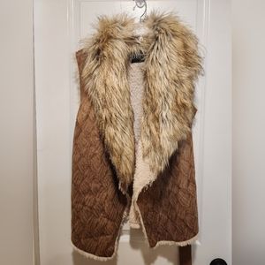 Faux Fur And Suede Vest